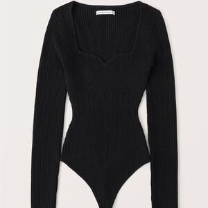 Abercrombie & Fitch Black Ribbed Fitted Bodysuit